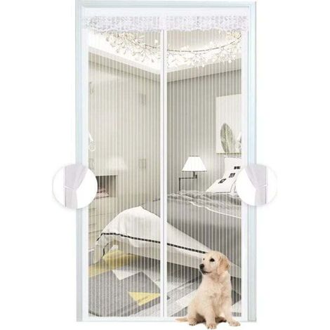 UlisemMoustiquaire Magnétique Blanche,Rideau en Maille, Porte Avec Totalement, se Ferme Seule Pour Balcon, Installation Facile, 70x210 CM (1/4)