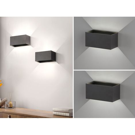 2er SET LED Updown Wandlampen Schwarz für Innen & Außen, Breite 20cm (1/5)