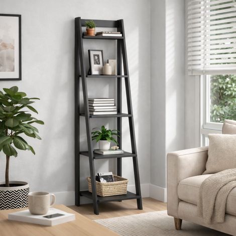 Corona Charcoal Ladder Bookcase (1/5)