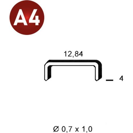 10 000 Agrafes Aluminium A-04 Inox A4 (316) - 12.84x4x0.7x1 mm - D-Work