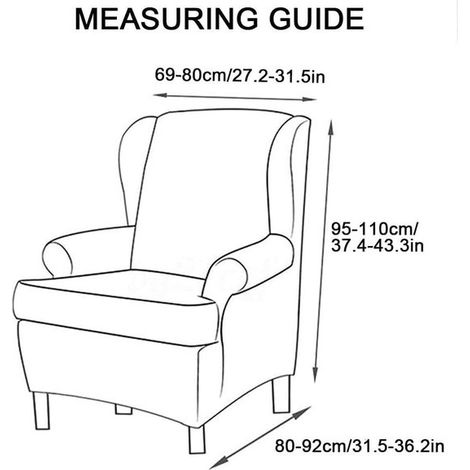 Funda para sillón orejero，funda elástica de dos piezas para sillón orejero，dormitorio u hotel (estampado floral y de hojas) (1/4)