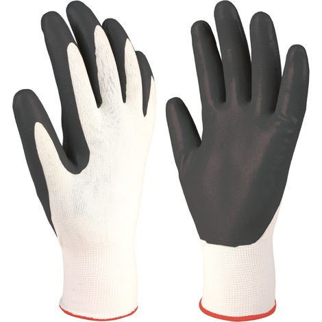 Guantes de poliéster y palma de nitrilo (Talla 6) color blanco y gris (1/5)