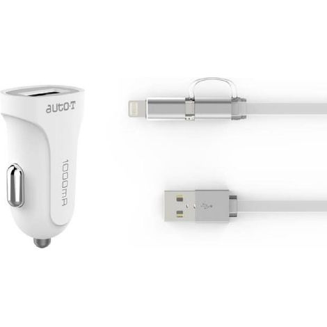 AUTO-T Kit chargeur 12-24V+cable 2en1 micro-USB-IPhone - Auto-t