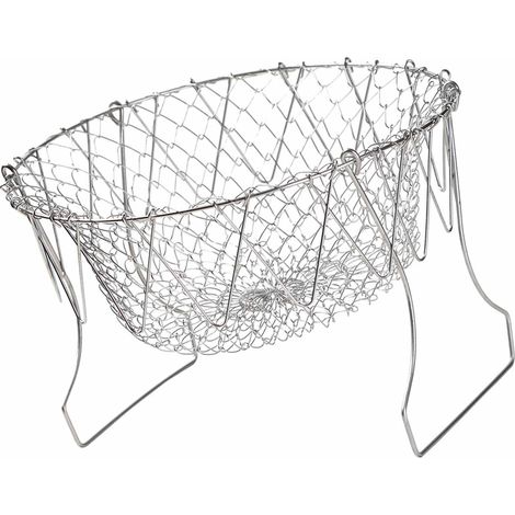 Panier à friture pliable en acier inoxydable 304 maille moyenne passoire polyvalente cuisine 12 x 15 x 23 cm (1/5)