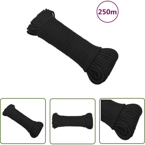 The Living Store Bootsseil Schwarz 4 mm 250 m Polypropylen - Bootsseil - Schiffsseil - Polyesterseil - Marinoseil - Liegeplatzseil (1/5)
