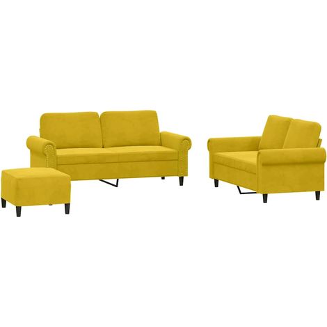 Maison Exclusive - Set di Divani 3 pz con Cuscini giallo in Velluto