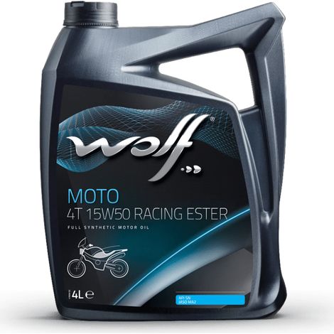 WOLF - Huile moteur moto 4 temps 15W50 RACING ESTER - Bidon de 4 litres - 1043818