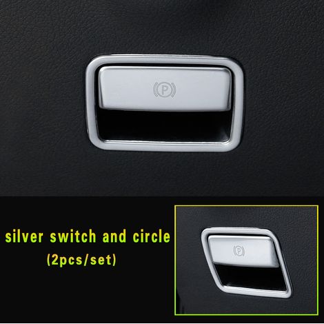 (Cercle argenté pour interrupteur) Compatible avec Mercedes-Benz ML350 2012, 320, GL450 AMG GLE, W166, GLS63, 350d A, W176 B, W246, GLA, X156. Accessoires autocollants pour frein à main de stationneme (1/5)
