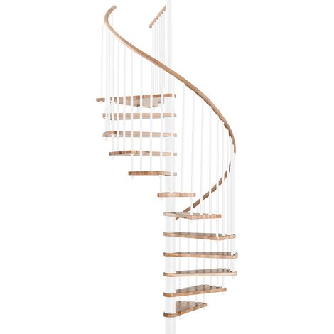 Minka Spindeltreppe Spiral Wood 38 - 305,5cm Geschosshöhe Buche Weiß 140cm Durchmesser