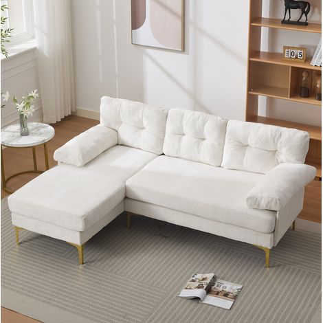 Ecksofa mit wechselbarer Liegefunktion 187,5 cm Beige OKMYHOME (1/5)