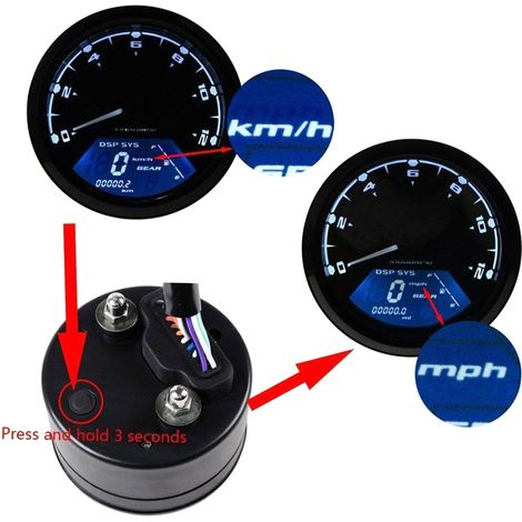 12000 tr/min 6 vitesses universel moto LCD numérique 199 km/h compteur de vitesse odomètre rétro-éclairage tachymètre jauge Instrument pour 2,4 cylindres (1/5)