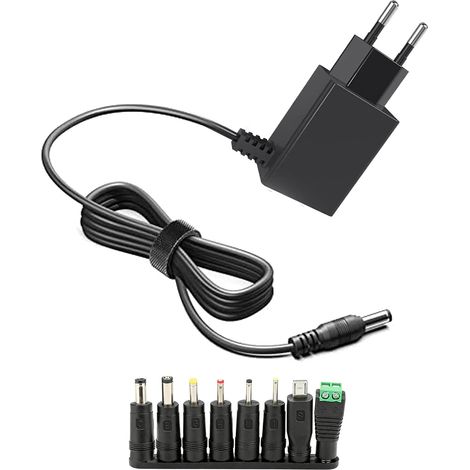 6V 1A Transformateur Alimentation AC 230V à DC 6V 5,5 x 2,1mm avec 8 Connecteurs Chargeur Adaptateur pour 6V1000 500mA Tensiomètre Numérique LED Caméra CCTV Routeur Jouet Convertisseur (1/5)