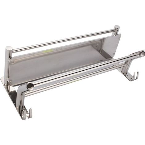 Porte Serviette Chromé étagère Serviette Barres Porte-Serviettes en Acier Inoxydable étagère Serviette Salle de Bain Porte Serviettes avec étagère et Crochet Mural (1/5)