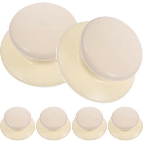 Lot de 6 boutons de couvercle en plastique universels pour casseroles et poêles, pièces de rechange pour couvercles de cuisine-5.6X5.6X2.3CM-Beige (1/4)