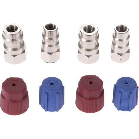 Kit di adattatori di conversione da R12/R22 a R134A, 2 set di adattatori di conversione da R12 a R134A, filettatura superiore/inferiore da 1/4" SAE a 7/16"-20 UNF, adatti per condizionatori d'aria. (1/4)
