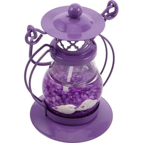 Lanterne à Bougie de Table Pourpre, Cire et Verre-métal, Compacte et Sûre, pour Mariage ou Anniversaire, Décoration Élégante (1/5)