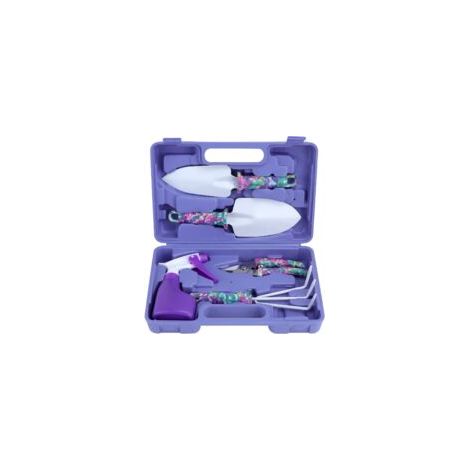 5 Pièces Outils de Jardinage avec Boîte de Rangement avec Transplantoirs Ciseaux Herse Anti-Rouille Pulvérisateur(Violet) (1/5)