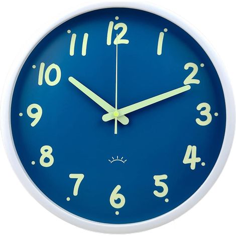 HOXILEELEO - Horloge murale de 30 cm (12 pouces) silencieuse, chiffres et aiguilles lumineux, mouvement à quartz moderne à piles (1/5)