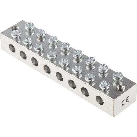 Bloc de jonction de mise à la terre CE (BS EN 60998), 8 voies , raccordement A visser, 0 16 AWG ( Prix pour 1 ) (1/3)