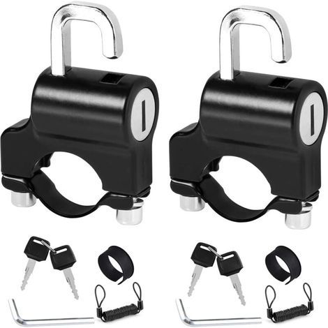 2-teiliges schwarzes Motorradhelmschloss, Diebstahlsicheres Lenkerhelmschloss, Universalhelmschloss mit Schlüsseln, Diebstahlsicheres Helmschloss geeignet für Motorradlenker mit 22 mm bis 24 mm Durchm (1/5)