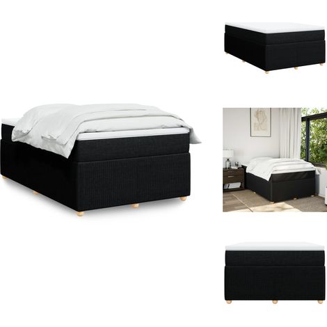 Sommier à lattes de lit avec matelas noir 120x190 cm tissu - Sommier À Lattes De Lit - Sommiers À Lattes De Lit - Lit - Meuble De Chambre À Coucher (1/5)