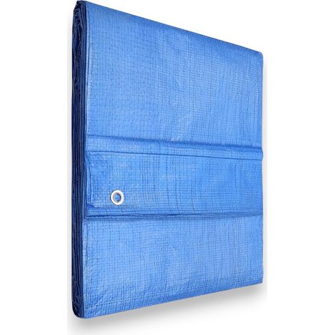 Telo occhiellato pesante in polietilene blu 6x8 mt impermeabile multiuso rinforzato con occhielli metallici a ogni metro (1/3)