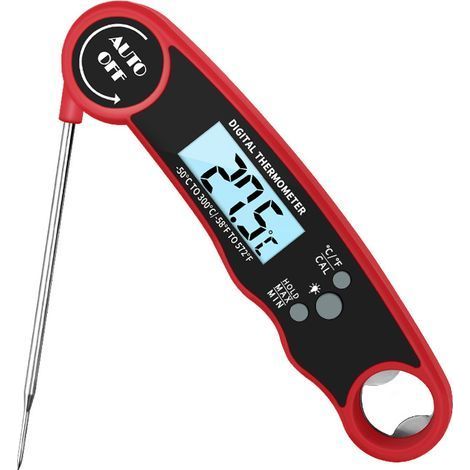 Thermomètre à viande, thermomètre à viande numérique, thermomètre alimentaire pour la cuisine et l'extérieur, cuisson, grillades, dinde, pâtisseries, liquides, bœuf (1/5)