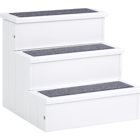 Escalier pour chien, 3 marches, 38 cm de hauteur, escalier pour animaux de petite et moyenne taille, escalier pour chat, rampe pour chien, aide à l'accès au lit, canapé, fauteuil et voiture, blanc
