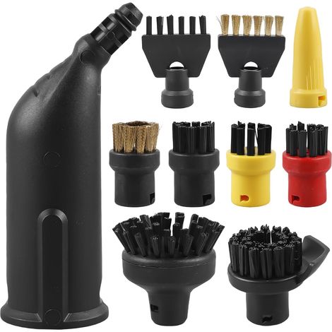 Lot de 10 Accessoires Nettoyeur Vapeur - Brosses Nylon et Cuivre - Pour Joints, Sols et Surfaces Difficiles - Compatible SC1 à SC5 (1/5)