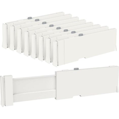 8er Set Schubladenteiler verstellbar 10cm hoch 28-43cm aus Kunststoff (1/5)