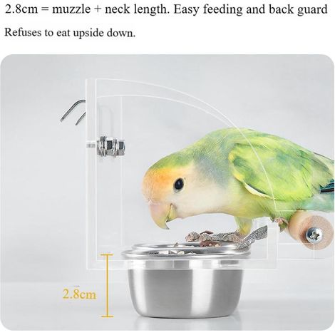 Clear Acrylic Single Bowl Bird Feeder  Cage Mount Food Basin for Parrot & Small Birds