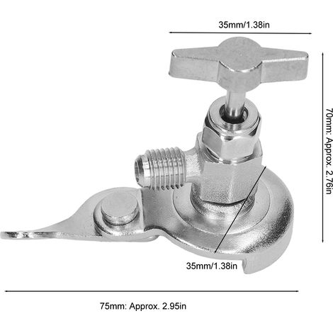 Ortviai Robinet de distribution pour bouteilles de frigorigène R12/R22/R134A – Valve automatique en cuivre et PVC, 70 x 75 mm (1/4)