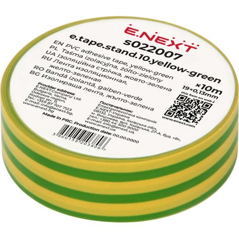 E.next s022007 PVC-Isolierband 19 mm x 10 m gelbgrün