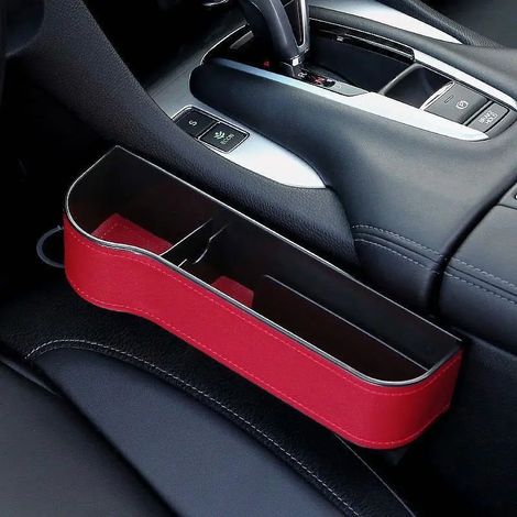 (Rouge à gauche) Organisateur de siège auto, boîte de rangement pour fente, compartiment pour portefeuille et téléphone, accessoires auto (1/5)