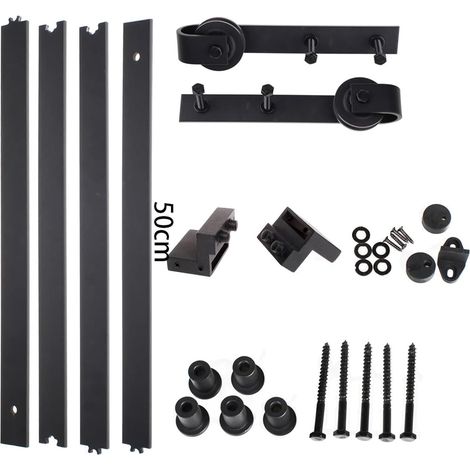 Kit de Rails à roulettes for Porte de Grange coulissante, for Placard, Armoire, Porte de Grange en Bois, 180 cm(200cm Single Door) (1/5)