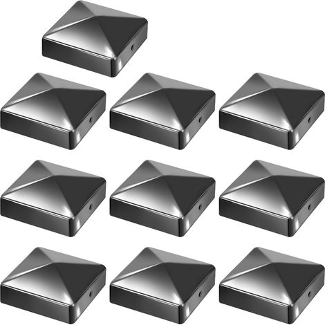 TolleTour 10x Pfostenkappe 91x91mm Schwarz, Pyramide Zaunkappe aus Eisen, Abdeckkappe für Holzpfosten & Gartenzaun (1/5)