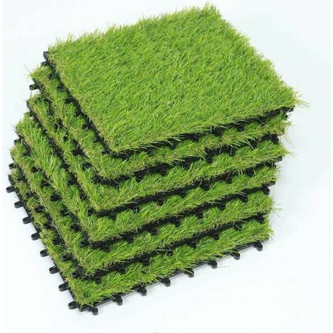 Une Dalle de Gazon 6 pièces Dalles de Gazon synthétique Gazon Artificiel Moquette pour l'extérieur pour l'extérieur Hauteur de Pile de 30mm, 12×12 inch (6 Packs) BLOW (1/5)