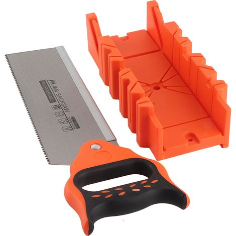 Jeffergarden Boîte à onglets multi-angles en plastique ABS de 12 po avec scie arrière de 14 po