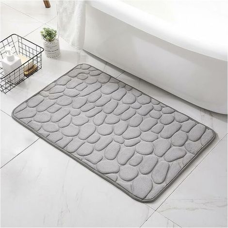 Tapis de bain en mousse à mémoire de forme Tapis de bain antidérapant Tapis de bain absorbant de haute qualité Lavable en machine (gris) (1/5)
