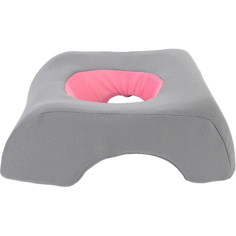 Face Down Pillow Soft Ergonomic Hollow Headrest Face Cushion for Salon Massage Beauty Bed Gray Pink (1/4)