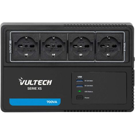 Vultech Vultech UPS700VA-XS - Gruppo di continuità 700VA 4x Bipasso/Schuko + 2x USB