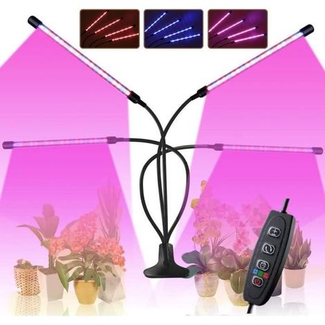 KLVGTIFS PU - Lampe LED Horticole Croissance Floraison Grow Light avec 360° Adjustable Agrafe 3/9/12H Cycle Minuterie 3 Modes 9 Luminosité (1/4)