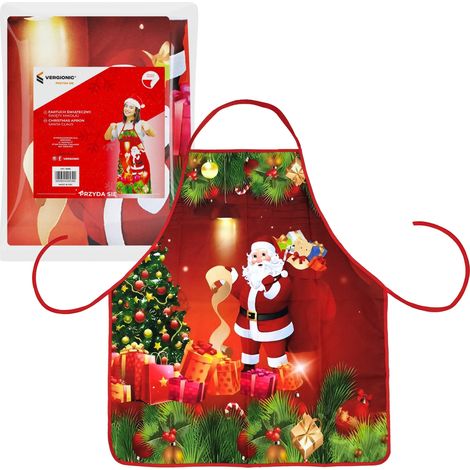 Delantal de Papá Noel para Navidad VERGIONIC Regalo de cocina para Navidad
