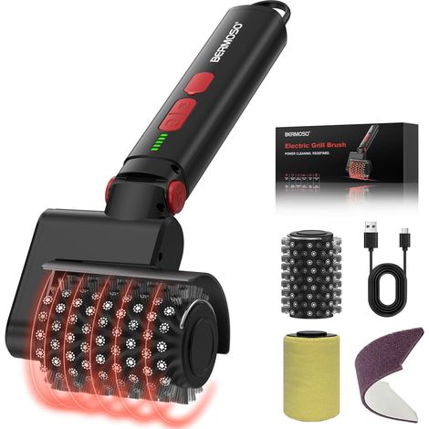 Electric Barbecue Brush, Rechargeable Barbecue Grill Cleaner with 3 Speeds Against Burned Fats, 150+ Minutes Battery Life and Waterproof, Effortless Grill Brush for BBQ Grills (1/5)