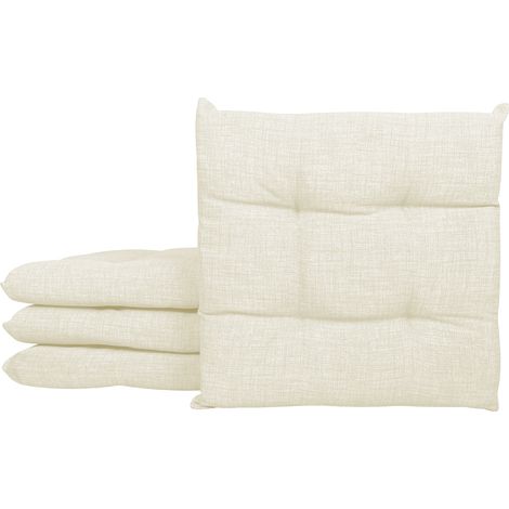 Set 4/6 Cuscini Sedia Con Lacci Cuscino 4 Punti Imbottiti Spessore 6 Cm Panna - 4 Pezzi