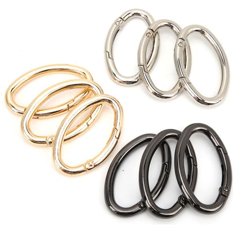 9-teiliges Set Federringschnallen, O-förmige ovale offene Taschenketten, Hardware-DIY-Zubehör, 3 Farben, Größe M (1/5)