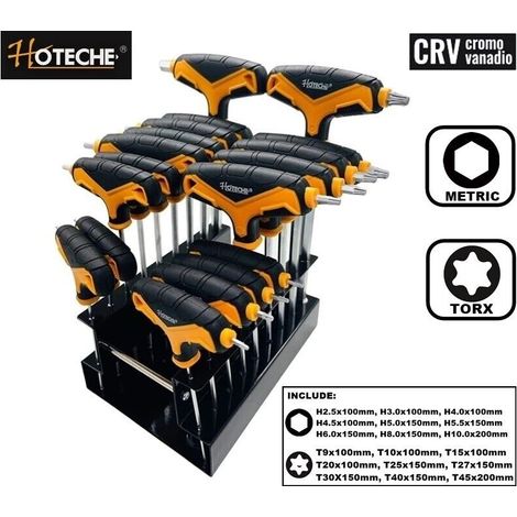 Kit serie 18 chiavi a brugola esagonali con testa sferica e torx cromo vanadio (1/5)