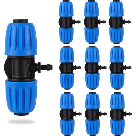 Réducteur Tuyau Irrigation 1/2 à 1/4 Pouces - 10 Pièces - Plastique Résistant - Connecteur Goutte-à-Goutte - Jardin Ferme Serre - Bleu (1/5)