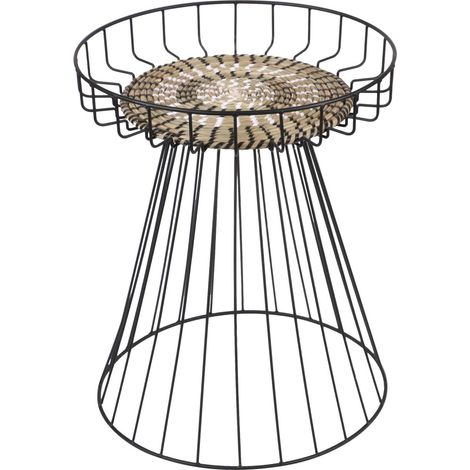 Table d'appoint en métal avec plateau fermé tissé BOHÊME