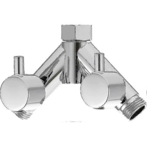 Robinet d'arrêt de douche en laiton, distributeur en Y à 2 voies 1/2 pouce pour flexible de douche et pommeau de douche, chromé [DB]